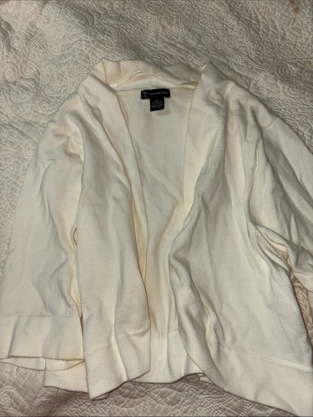 new directions Cream Open-Front Draped Cardigan